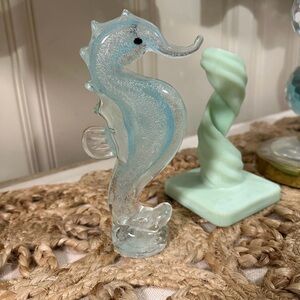 Glass Seahorse Figurine - Blue